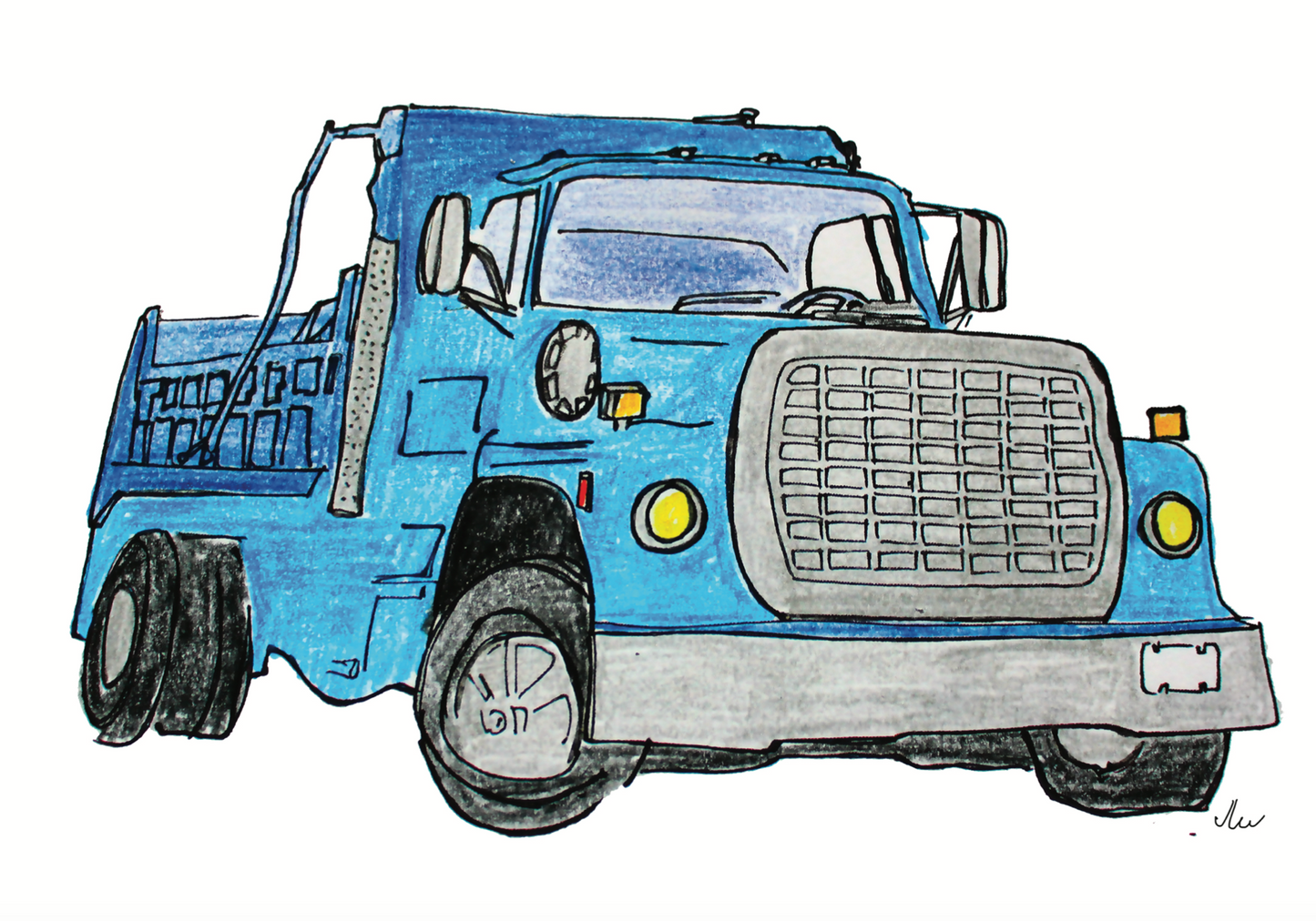 Greeting Card - Blue Dump Truck