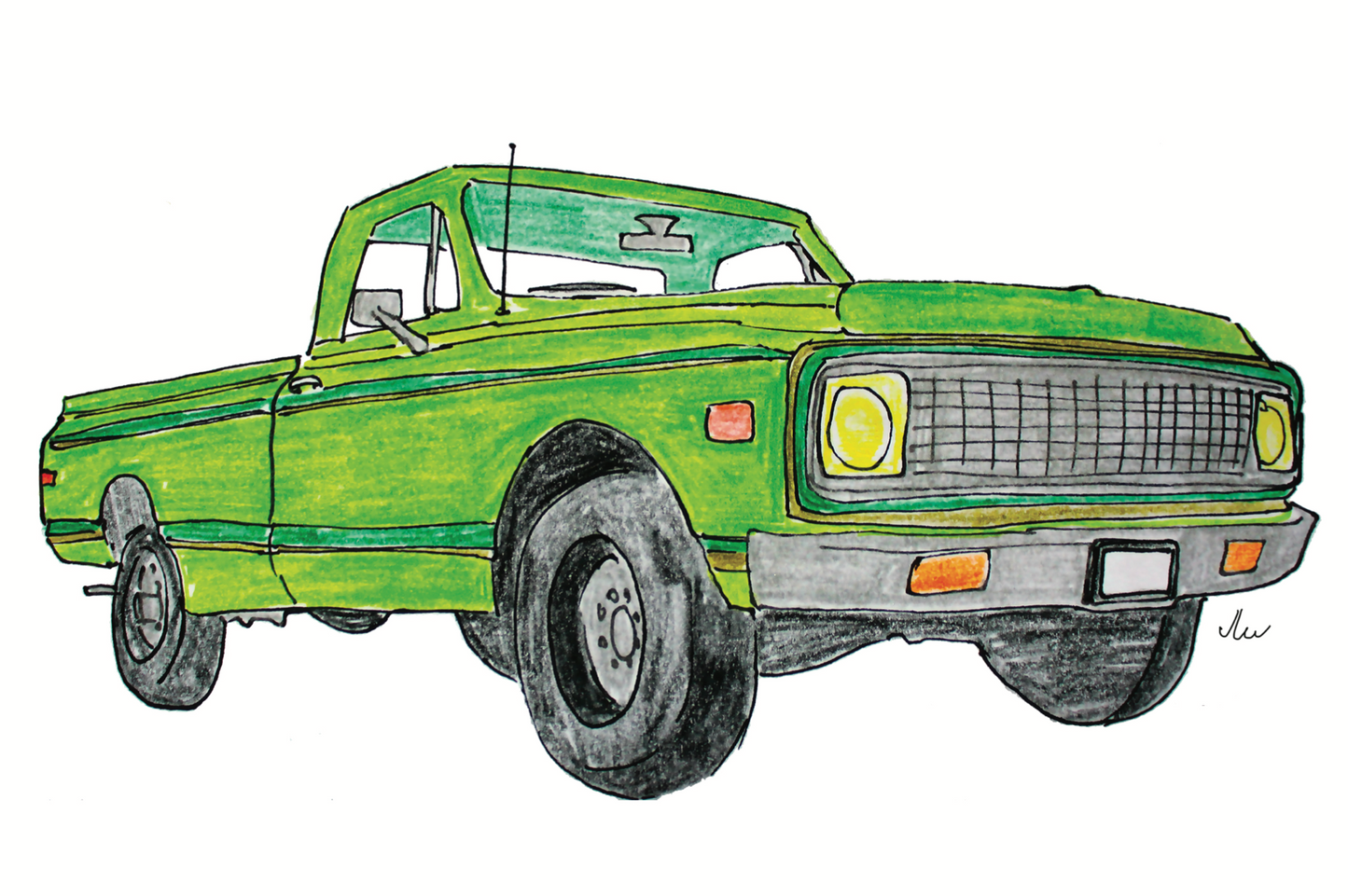 Greeting Card - Green Truck