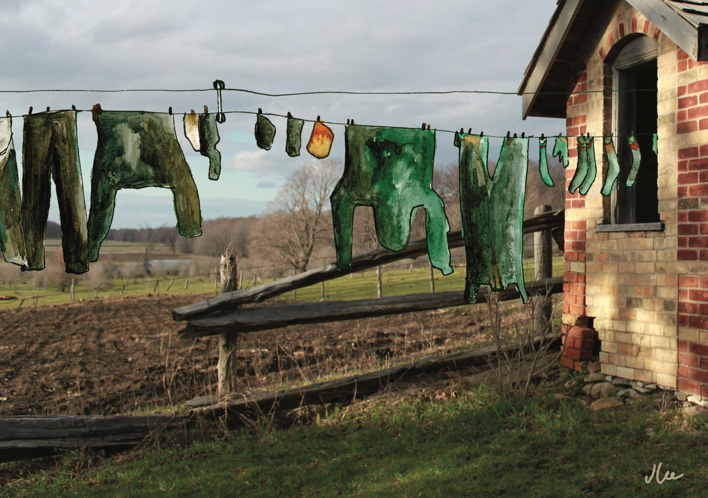 Greeting Card - Clothesline