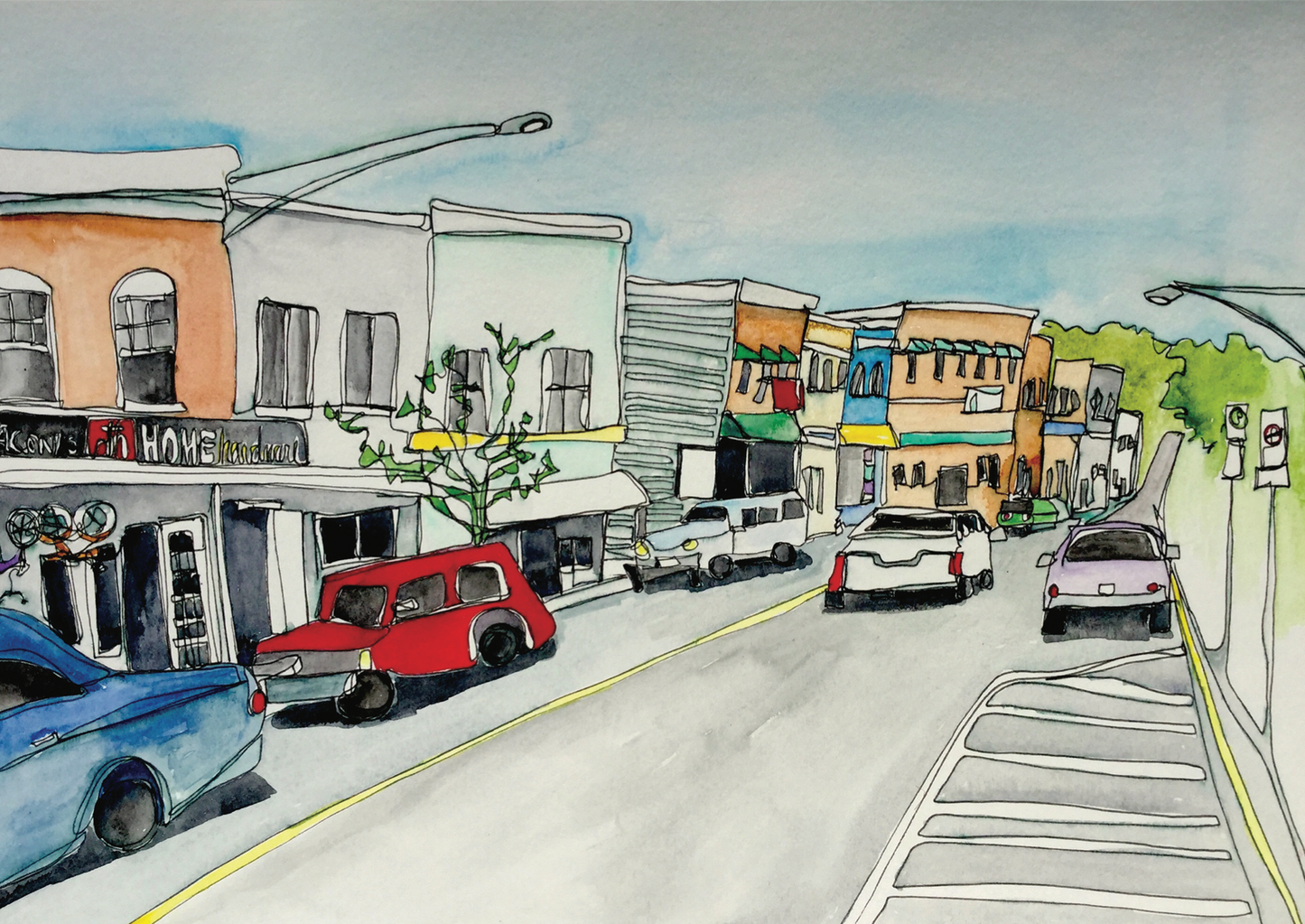 Greeting Card - Blind Contour - Downtown Wiarton